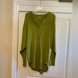 Free People Green Button-Down Blouse